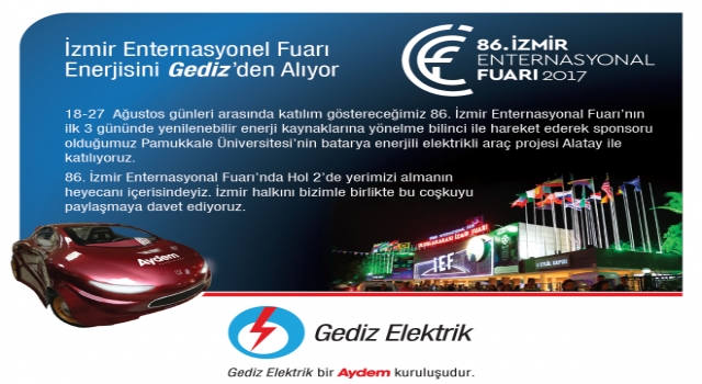 Alatay Elektromobil 86. İzmir Enternasyonel Fuarında Gediz Elektrik Standında Sergilenecek